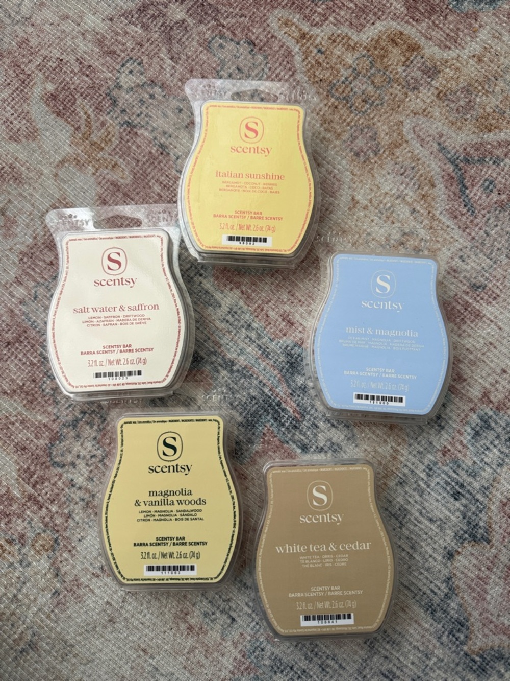 Scentsy Pastel Wax Bar Bundle - Yellow, Blue, Cream, Tan